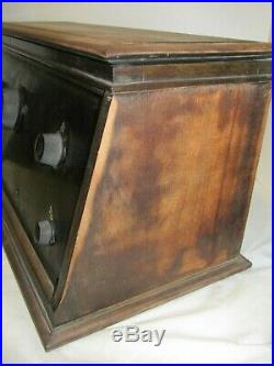 1920's Day Fan 5 Radio Wooden Case Battery Operated Tube Parts or Restore LQQK