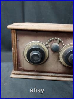 1920s Wooden Tube Radio Receiver Regenerative For Parts Or Restoration