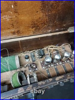 1920s Wooden Tube Radio Receiver Regenerative For Parts Or Restoration