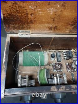 1920s Wooden Tube Radio Receiver Regenerative For Parts Or Restoration