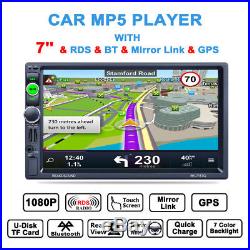 7 2DIN Bluetooth Car Dash MP5 Player WCE GPS Navigation Audio Radio Stereo +Map