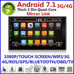 7 HD Double 2Din Car Stereo Radio GPS Player Wifi Mirror Link Android 7.1 4Core
