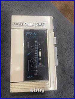 Akai Vintage PM-01 Stereo Cassette Player With FM Tuner Pack & Case For Parts