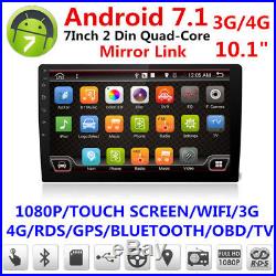 Android 7.1.1 Double 2Din 10.1 Touch Quad-Core Car Stereo Radio GPS Nav TPMS FM