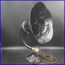 Antique 1920's Burns Horn Radio Speaker Black Pyralin Bell Untested Parts/Repair
