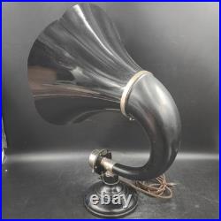 Antique 1920's Burns Horn Radio Speaker Black Pyralin Bell Untested Parts/Repair