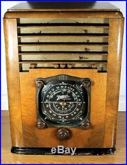 Antique 1937 Zenith Tube Radio Model 6S128 Untested For parts or repair