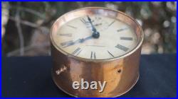 Antique C 1898 1910 Marswells Peg Leg COPPER CASE Alarm Clock RUNS UNUSUAL