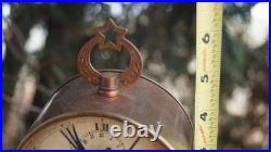 Antique C 1898 1910 Marswells Peg Leg COPPER CASE Alarm Clock RUNS UNUSUAL