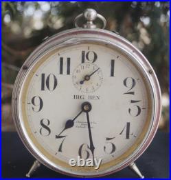 Antique C 1920s Westclox Big Ben ADVERTISING Dial Peg Leg Alarm Clock RUNS