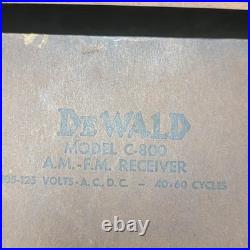 Antique Vintage AM FM DeWald Tube Receiver circa 1951 (Parts Or Repair)