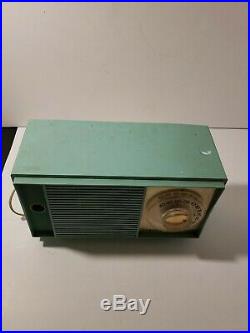 Beautiful Vintage General Electric Radio Powers On Missing Knob Teal Color Parts