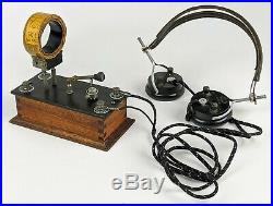 CRYSTAL RADIO 1920s FRENCH VINTAGE SET Original /w Headphones untested for parts
