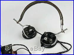 CRYSTAL RADIO 1920s FRENCH VINTAGE SET Original /w Headphones untested for parts