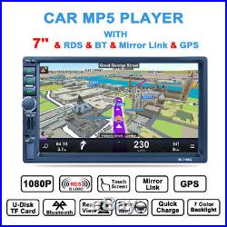 Car 7 2 DIN MP5 Player Bluetooth Radio Stereo Support SD Card U Disk AUX AM RDS