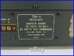 Collins 75A-4 Vintage Ham Radio Receiver for Parts or Restoration SN 3304
