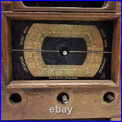 For Parts Only Vintage Zenith 6S527 Tabletop 6 Tube Radio Push Buttons Wood 1941