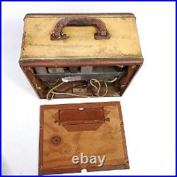 For Repair or Parts Vintage Tube Radio Portable 1930's Antique Leather