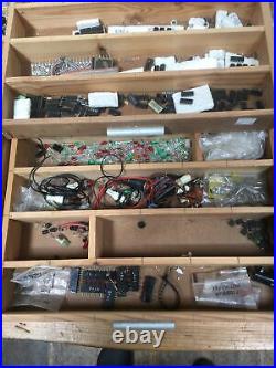 Joblot 1000s Vintage Radio Electrical Parts Contained In Two Cabinets & 18 Draws
