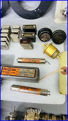 Lot Of Vintage Ham Radio Parts Crystals Connectors Insulators Filters Switches