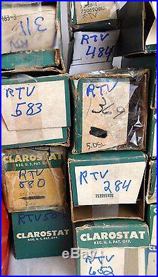 Lot of Vintage Radio & TV Parts NOS Mostly Clarostat Shafts, Pots, Bushings