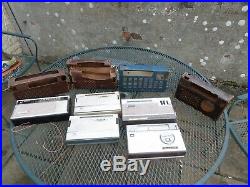 National 9 x 2, Nanaola, Sanyo, Emerson vintage leather cased radios as parts