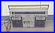 National-RX-5600-Vintage-Boombox-Cassette-Radio-Silver-Retro-For-Parts-Junk-01-lh