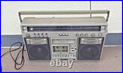 National RX-5600 Vintage Boombox Cassette Radio Silver Retro For Parts Junk