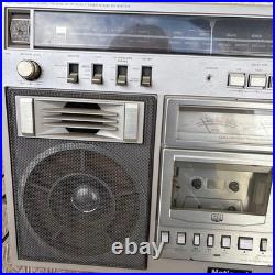 National RX-5600 Vintage Boombox Cassette Radio Silver Retro For Parts Junk
