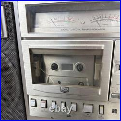 National RX-5600 Vintage Boombox Cassette Radio Silver Retro For Parts Junk