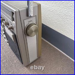 National RX-5600 Vintage Boombox Cassette Radio Silver Retro For Parts Junk