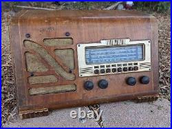 PHILCO TUBE RADIO 40-150 3 band wood SHORTWAVE antique SLANT FACE parts