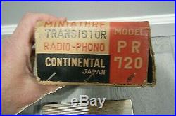 RARE Continental PR 720 Vintage Transistor Radio Phono Parts or Repair in box