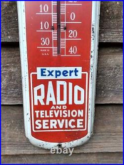 Rare Vintage 1950's OLSON Akrad RADIO PARTS TV Advertising Thermometer Sign 36