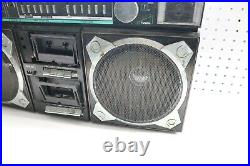 Rare Vintage Helix HX-4636 Boombox Dual Cassette AM/FM Radio Black Parts/Repair