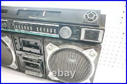 Rare Vintage Helix HX-4636 Boombox Dual Cassette AM/FM Radio Black Parts/Repair