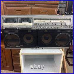 SHARP GF-909 Boombox Dual Cassette Radio Silver Junk Parts Repair Japan Vintage