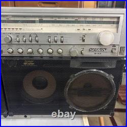 SHARP GF-909 Boombox Dual Cassette Radio Silver Junk Parts Repair Japan Vintage