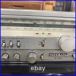SHARP GF-909 Boombox Dual Cassette Radio Silver Junk Parts Repair Japan Vintage