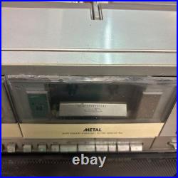 SHARP GF-909 Boombox Dual Cassette Radio Silver Junk Parts Repair Japan Vintage