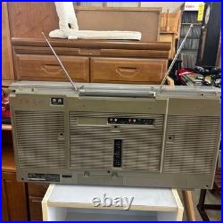 SHARP GF-909 Boombox Dual Cassette Radio Silver Junk Parts Repair Japan Vintage