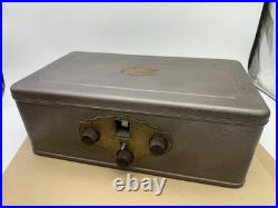 SILVERTONE NEUTRODYNE METAL BREADBOX MODEL RADIO 7 Tubes UNTESTED PARTS