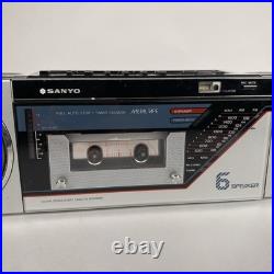 Sanyo M7740 VINTAGE Grey / Silver BOOMBOX Radio Cassette Player For Parts