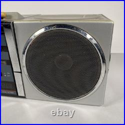 Sanyo M7740 VINTAGE Grey / Silver BOOMBOX Radio Cassette Player For Parts