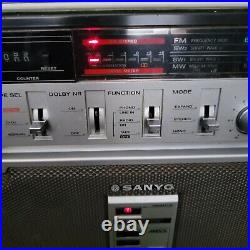 Sanyo m-x650k vintage boombox Tested! Radio Plays (Parts Or Repair)
