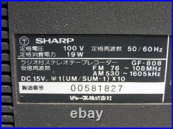 Sharp GF-808 Boombox Stereo Radio Cassette Recorder Vintage Japan For Parts
