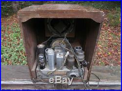Silvertone 6 Tube Radio Model 1954 Vintage Tombstone Parts or Repair Wooden Body