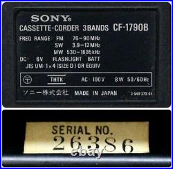 Sony CF-1790B 3-band radio cassette coder (monaural) vintage For parts