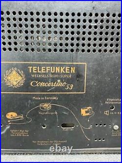 Telefunken Concertino 53 Wechselstrom-Super Tube Radio In Brown For Parts