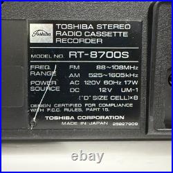 Toshiba RT-8700S Vintage Stereo Boombox AM/FM Cassette Parts Repair Japan